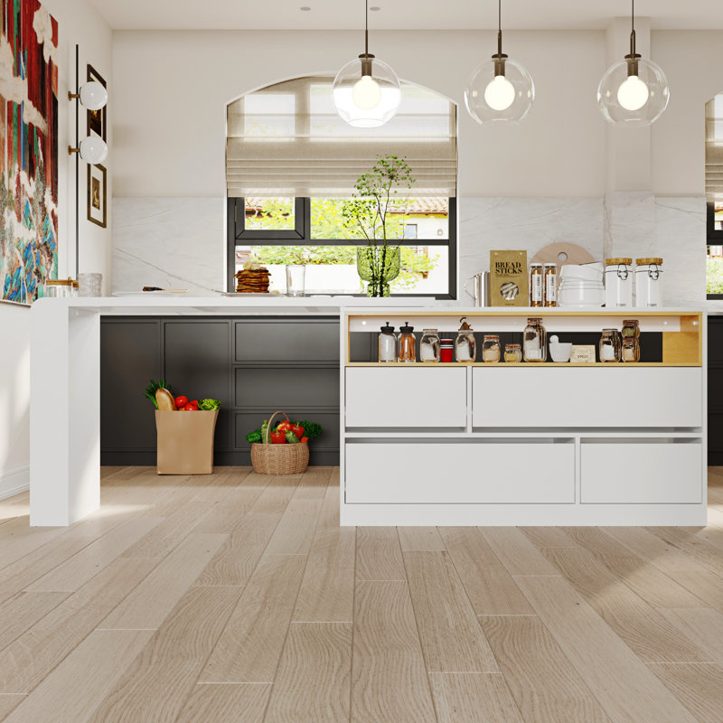 Ebern Designs Kitchen Island With Movable Dining Table And Strong ...